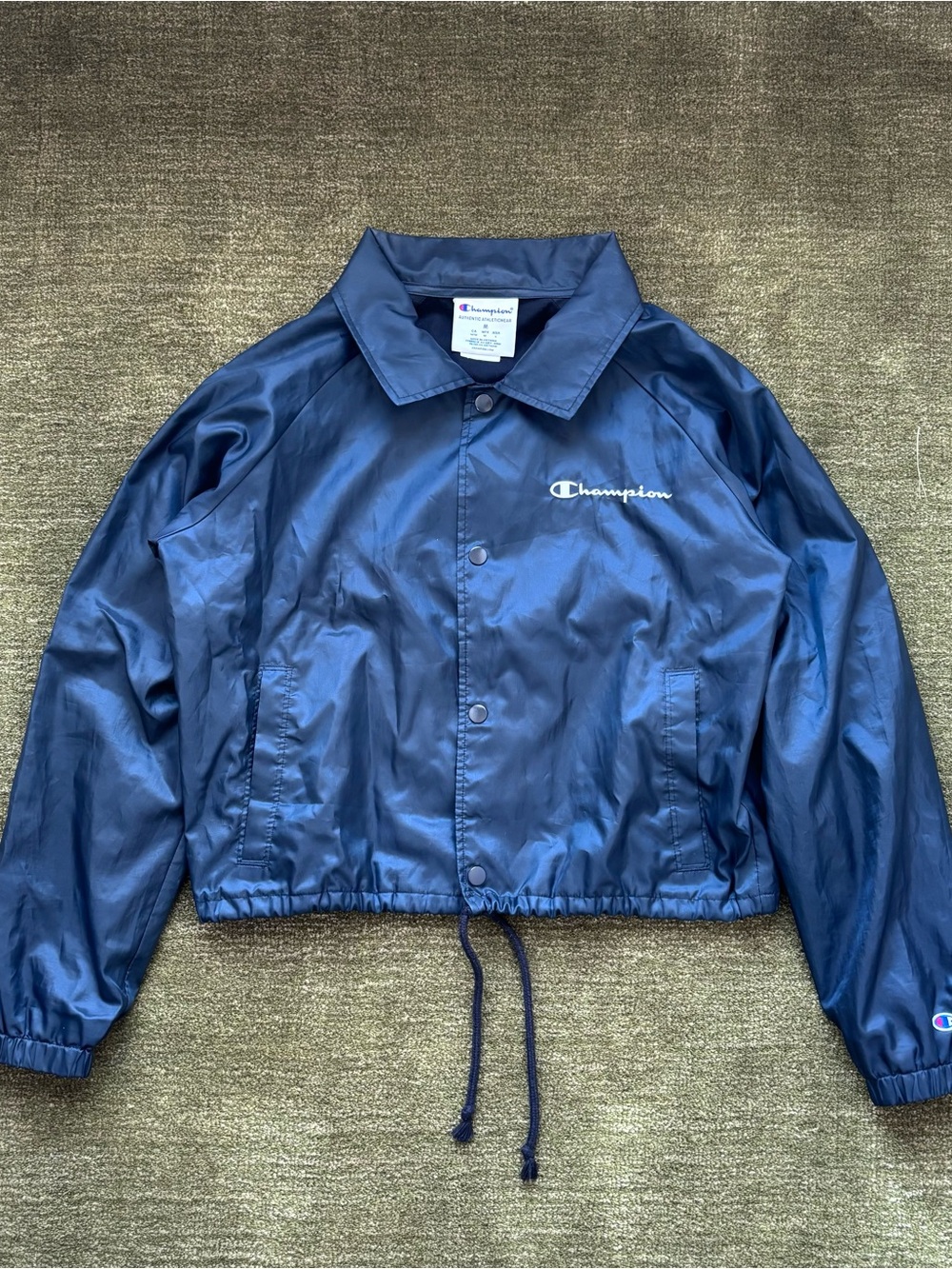 Champion Black Windbreaker Jacket with Script Tag